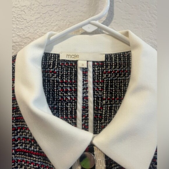 Maje Tweed Casual Dress Collard Short Sleeve - Picture 3 of 4